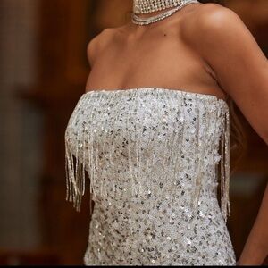 12Tribe - Dominique Strapless Fringe and Sequin Mini Dress